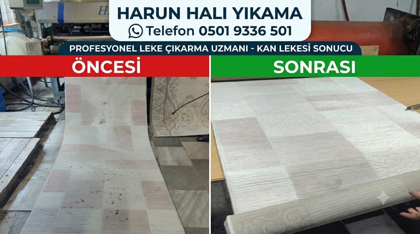 Bursa Harun Halı Yıkama leke temizliği öncesi ve sonrası